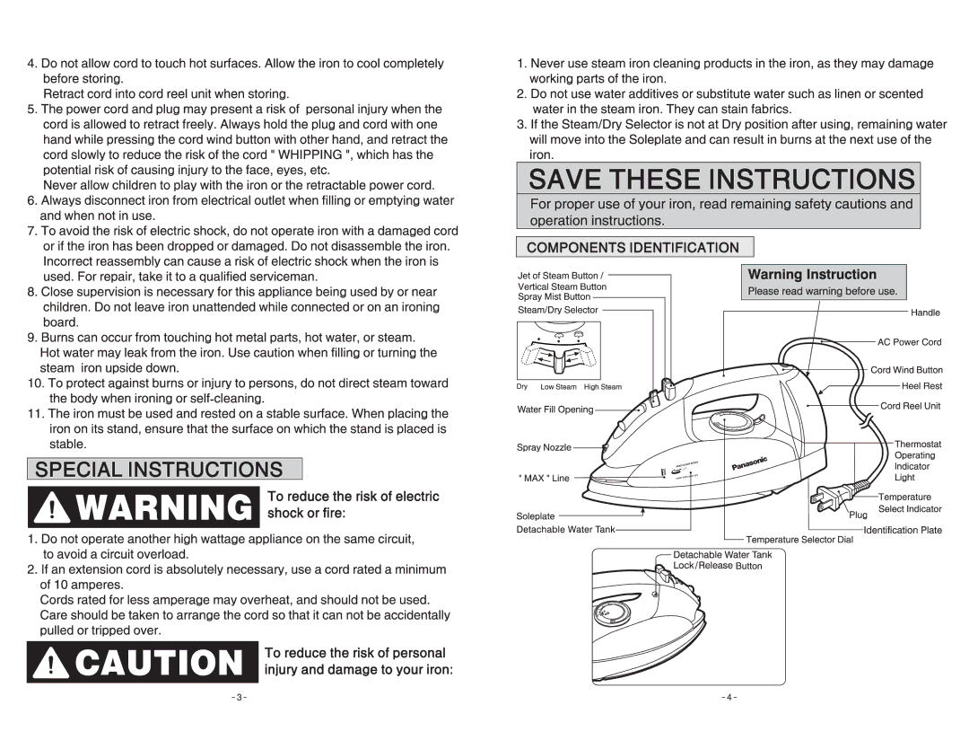 Panasonic NI-C55SR manual 