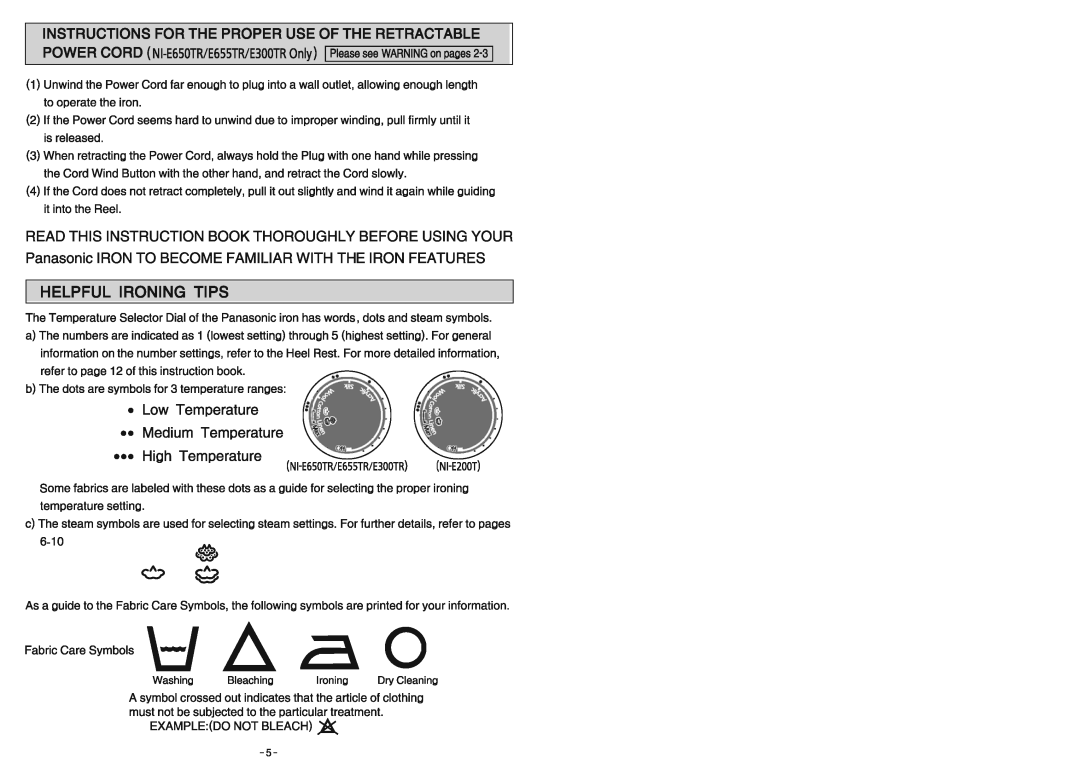 Panasonic NIE300TR, NI-E650TR, NI-E300TR, NIE650TR manual 