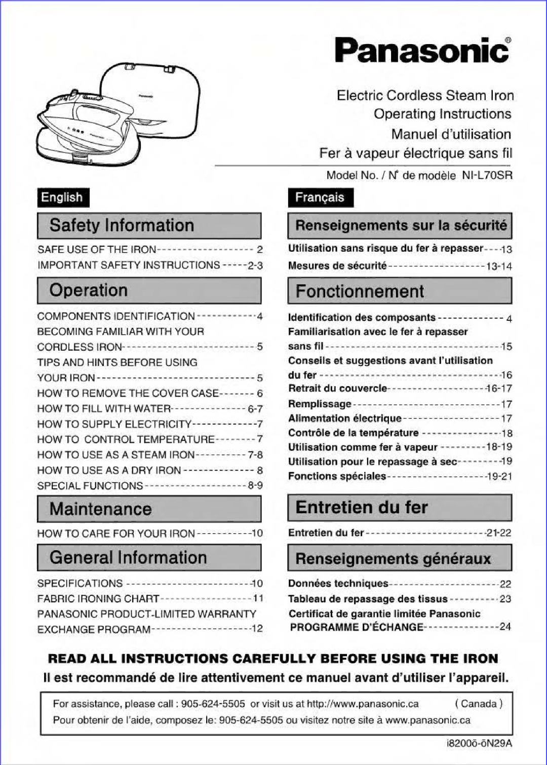 Panasonic NI-L70SR manual 