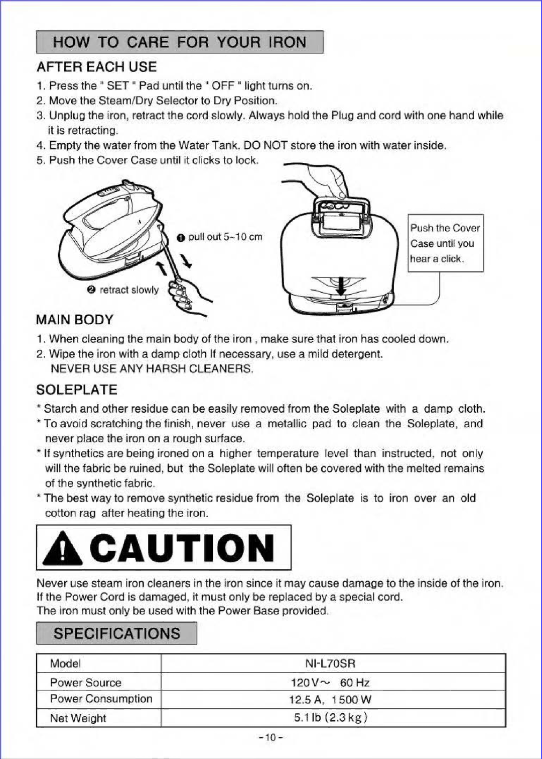 Panasonic NI-L70SR manual 