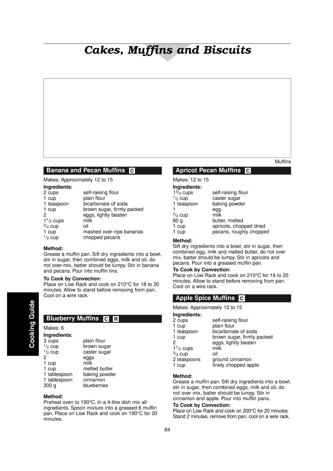 Panasonic NN-C2000W Banana and Pecan Muffins C, Blueberry Muffins C R, Apricot Pecan Muffins C, Apple Spice Muffins C 