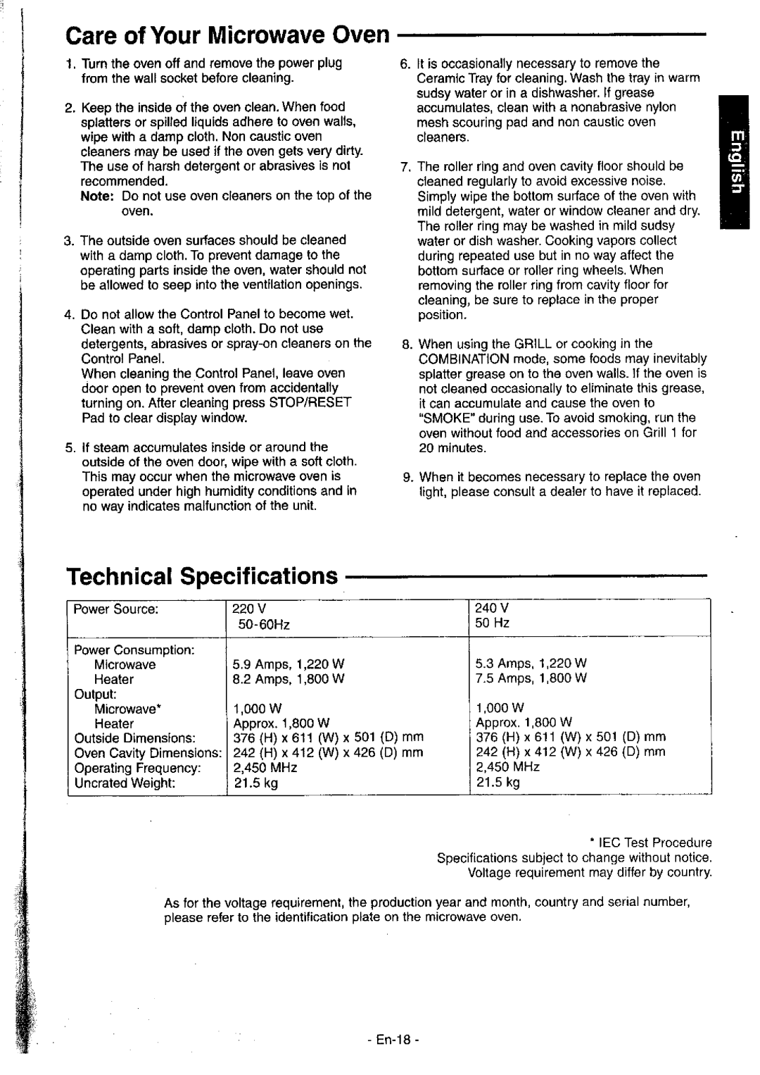 Panasonic NN-C2002W, NN-C2003S manual 