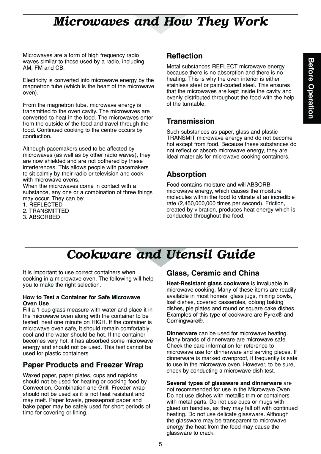 Panasonic NN-C2003S manual Microwaves and How They Work, Cookware and Utensil Guide 