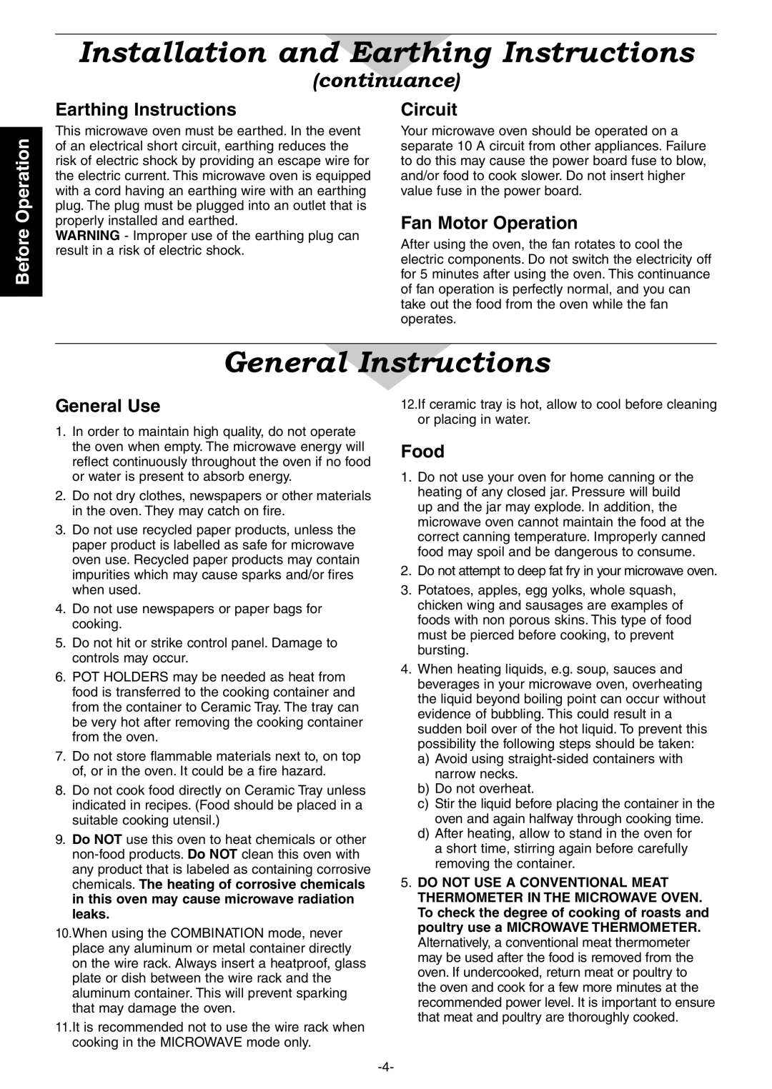 Panasonic NN-CD987W, NN-CD997S manual General Instructions 