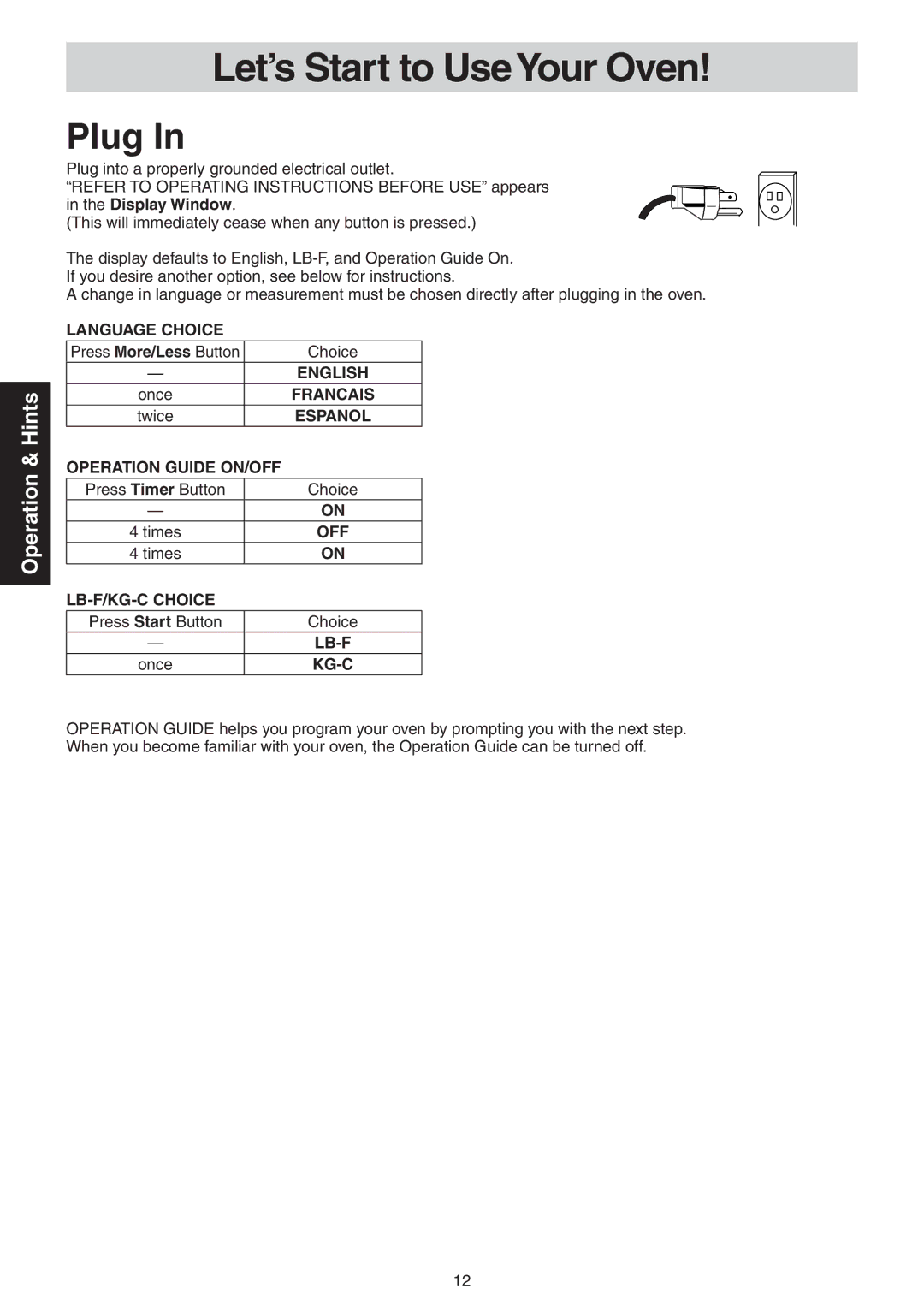 Panasonic NN-CD989S manual Let’s Start to Use Your Oven, Plug 