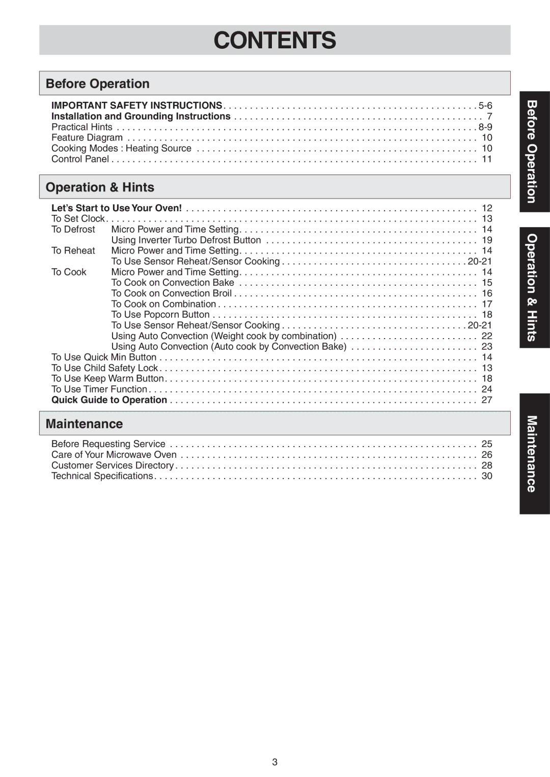 Panasonic NN-CD989S manual Contents 