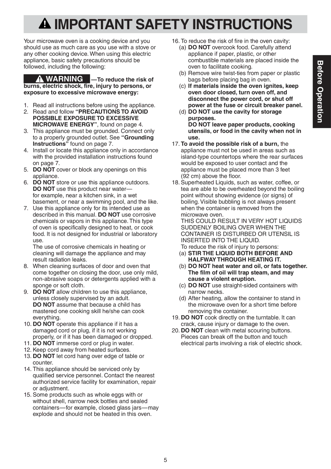 Panasonic NN-CD989S manual Important Safety Instructions 