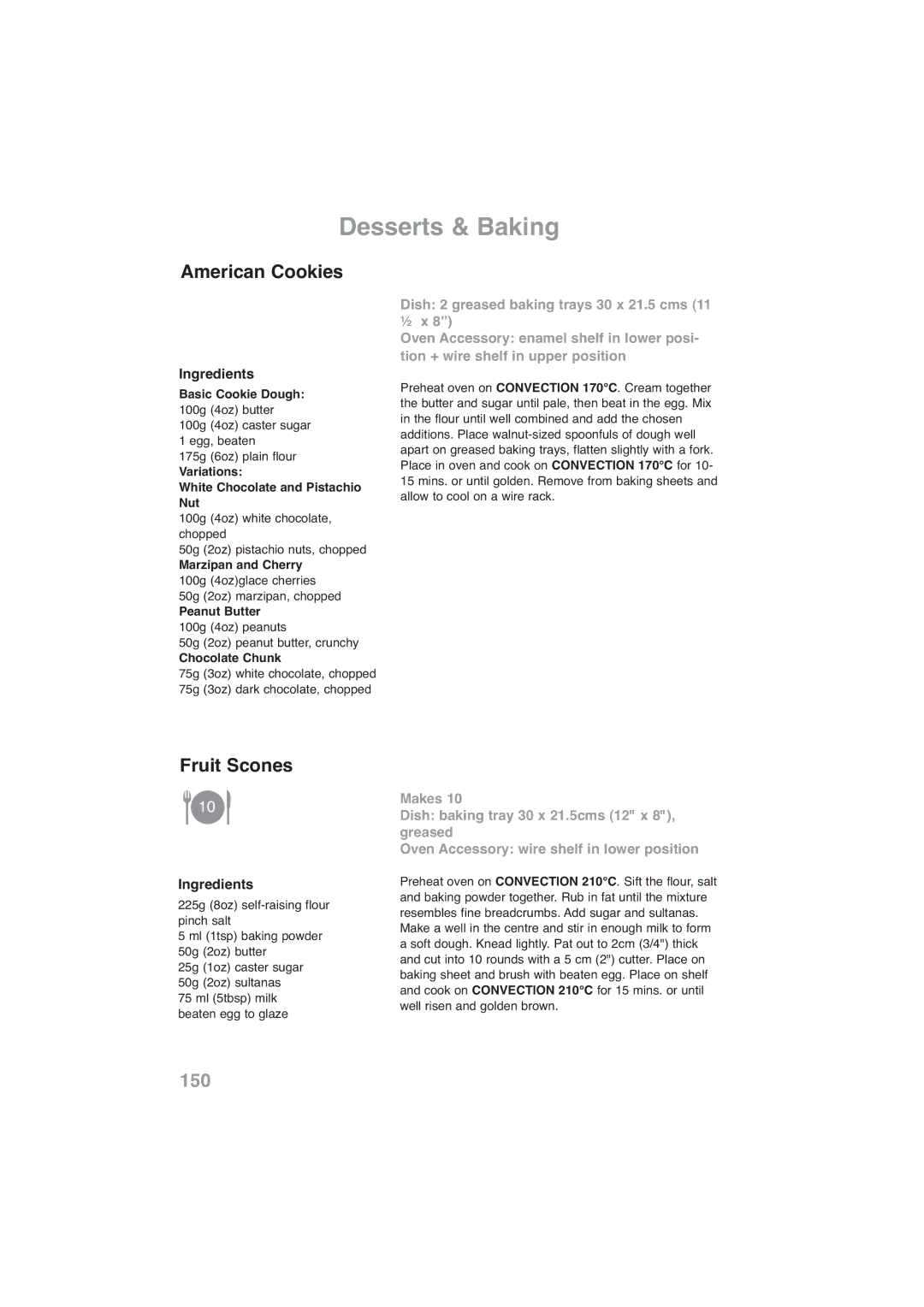 Panasonic NN-CF768M, NN-CF778S operating instructions American Cookies, Fruit Scones 