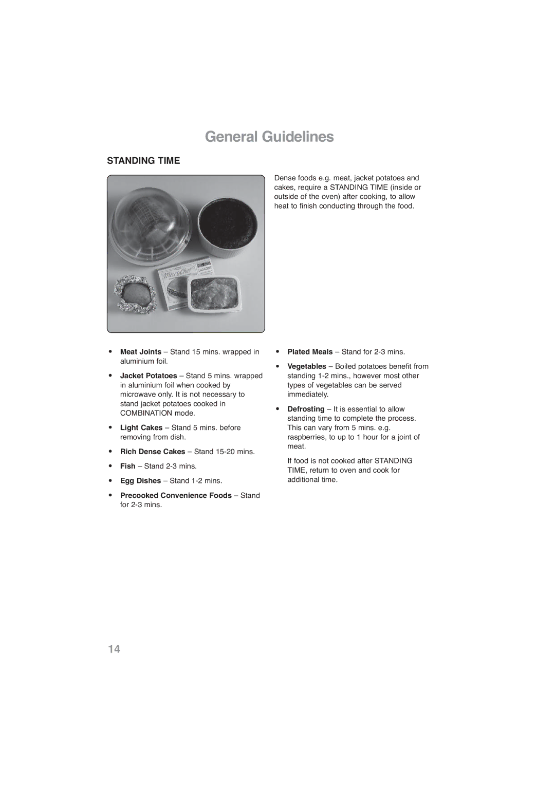 Panasonic NN-CF768M, NN-CF778S operating instructions General Guidelines, Precooked Convenience Foods Stand 