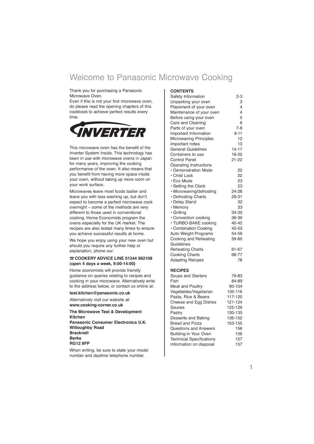 Panasonic NN-CF778S, NN-CF768M operating instructions Welcome to Panasonic Microwave Cooking 