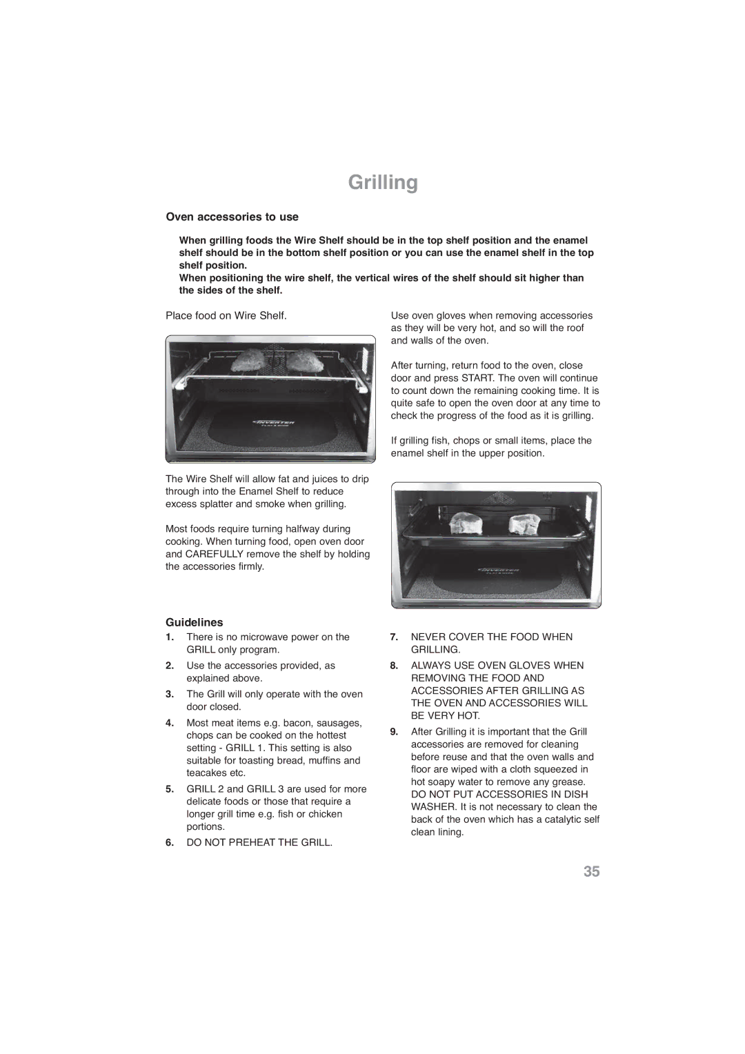 Panasonic NN-CF778S, NN-CF768M operating instructions Oven accessories to use, Guidelines 