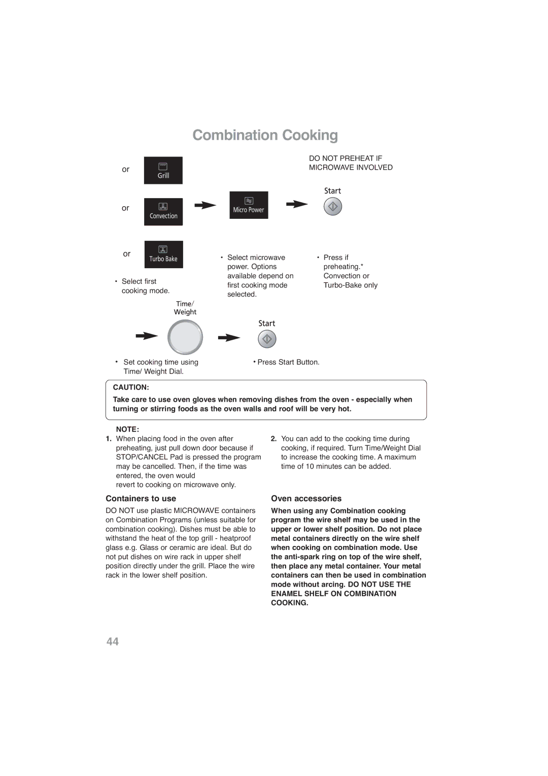 Panasonic NN-CF768M, NN-CF778S operating instructions Containers to use, Oven accessories 