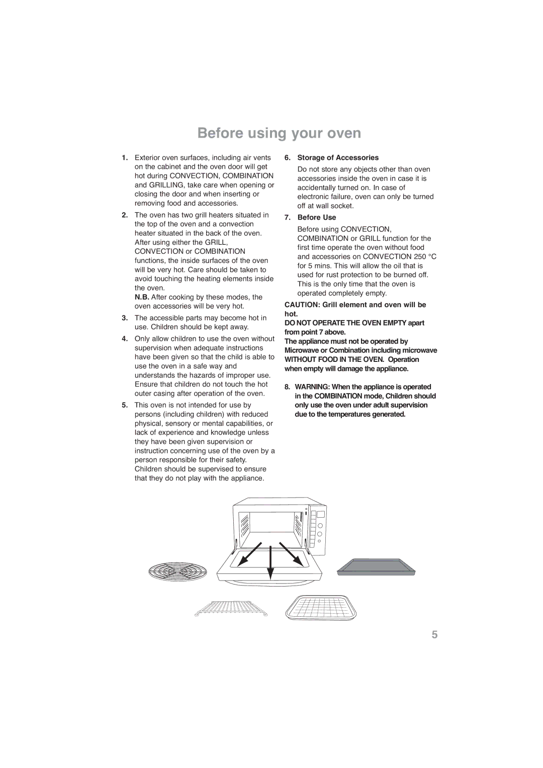 Panasonic NN-CF778S, NN-CF768M operating instructions Before using your oven, Storage of Accessories, Before Use 