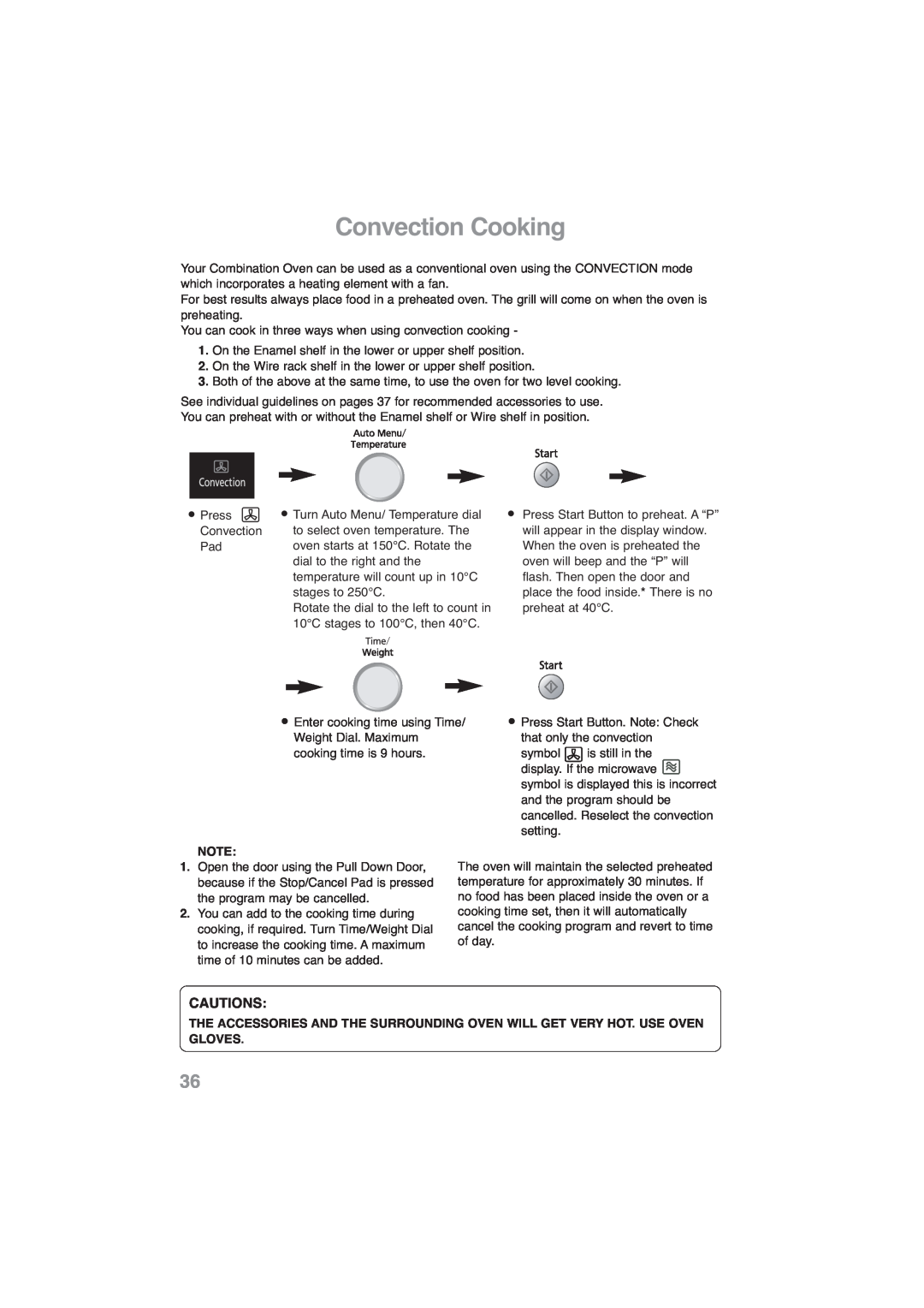 Panasonic NN-CF768M, NN-CF778S operating instructions Convection Cooking, Cautions 