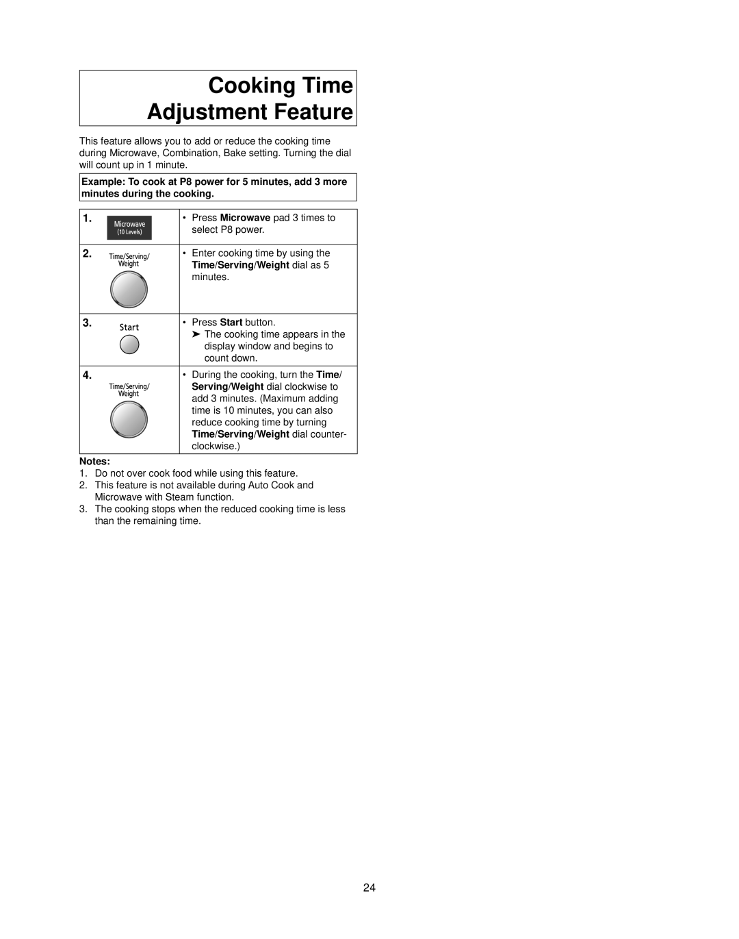 Panasonic NN-CS597S operating instructions Cooking Time Adjustment Feature 