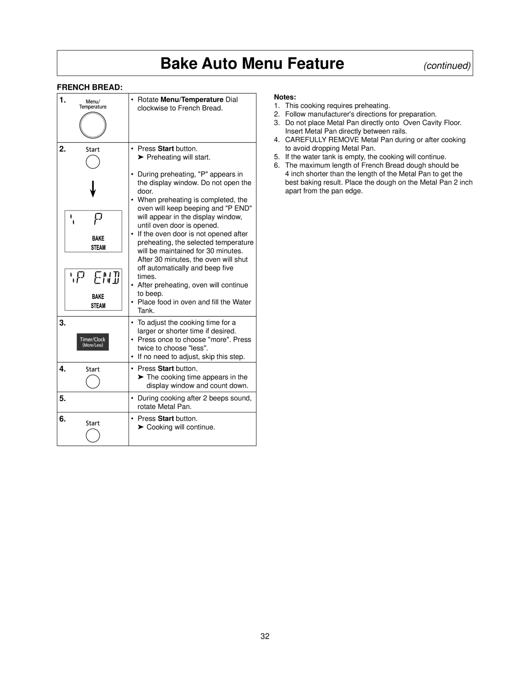 Panasonic NN-CS597S operating instructions French Bread 