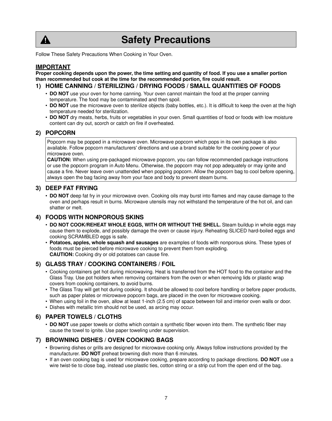 Panasonic NN-CS597S operating instructions Safety Precautions 