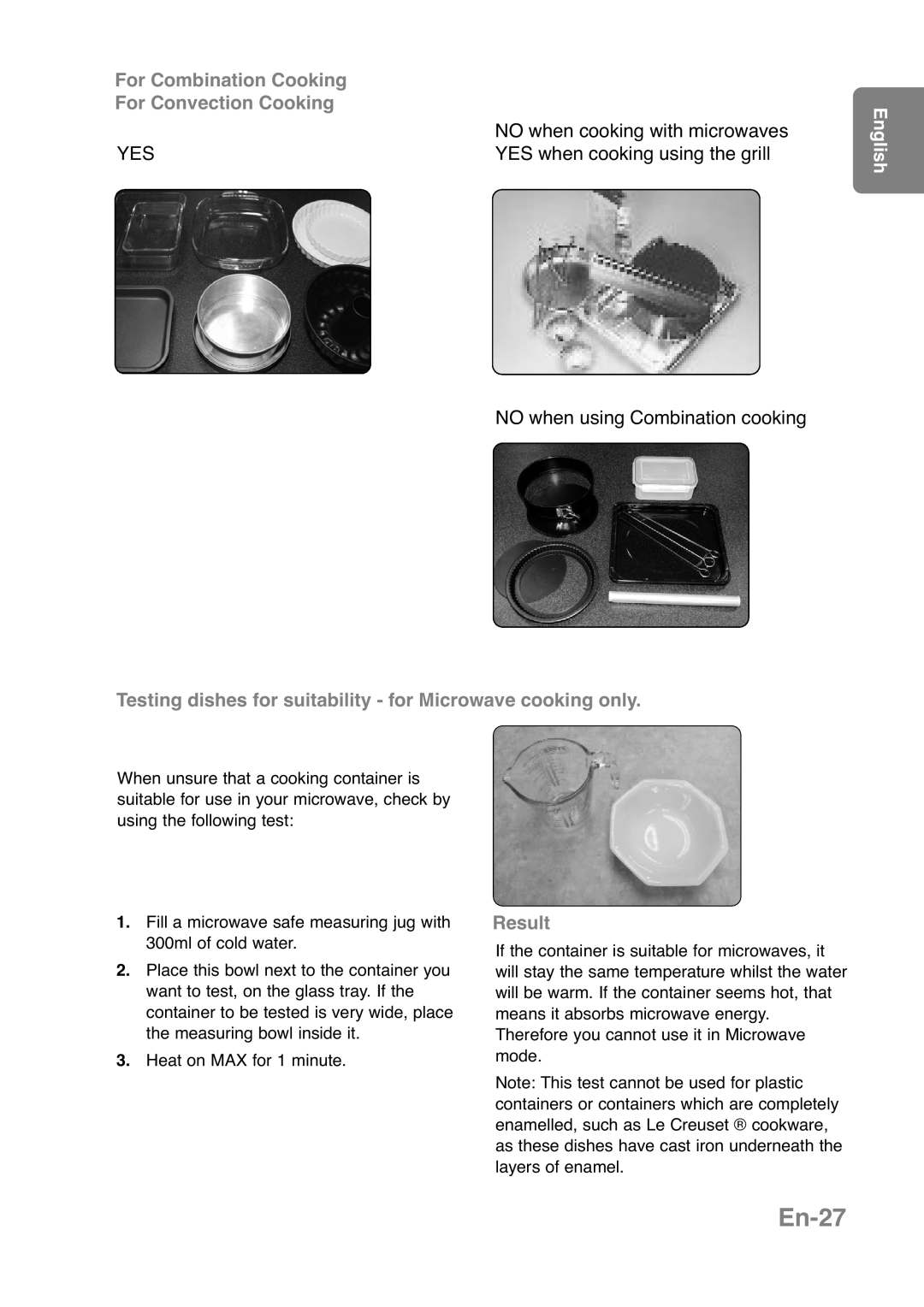 Panasonic NN-CT559W, NN-CT569M manual En-27, For Combination Cooking For Convection Cooking, Result, English 