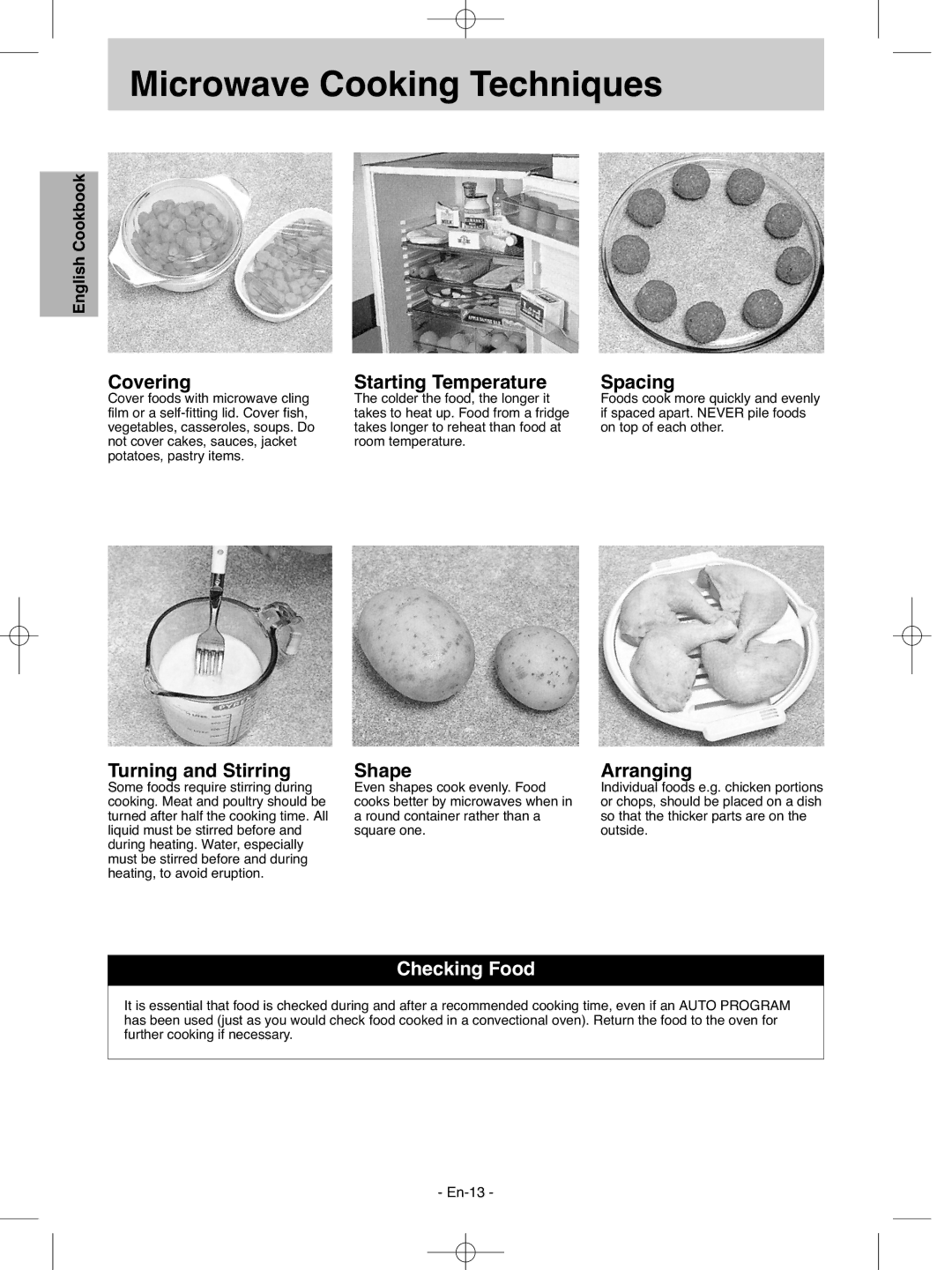 Panasonic NN-G335WF manual Microwave Cooking Techniques 