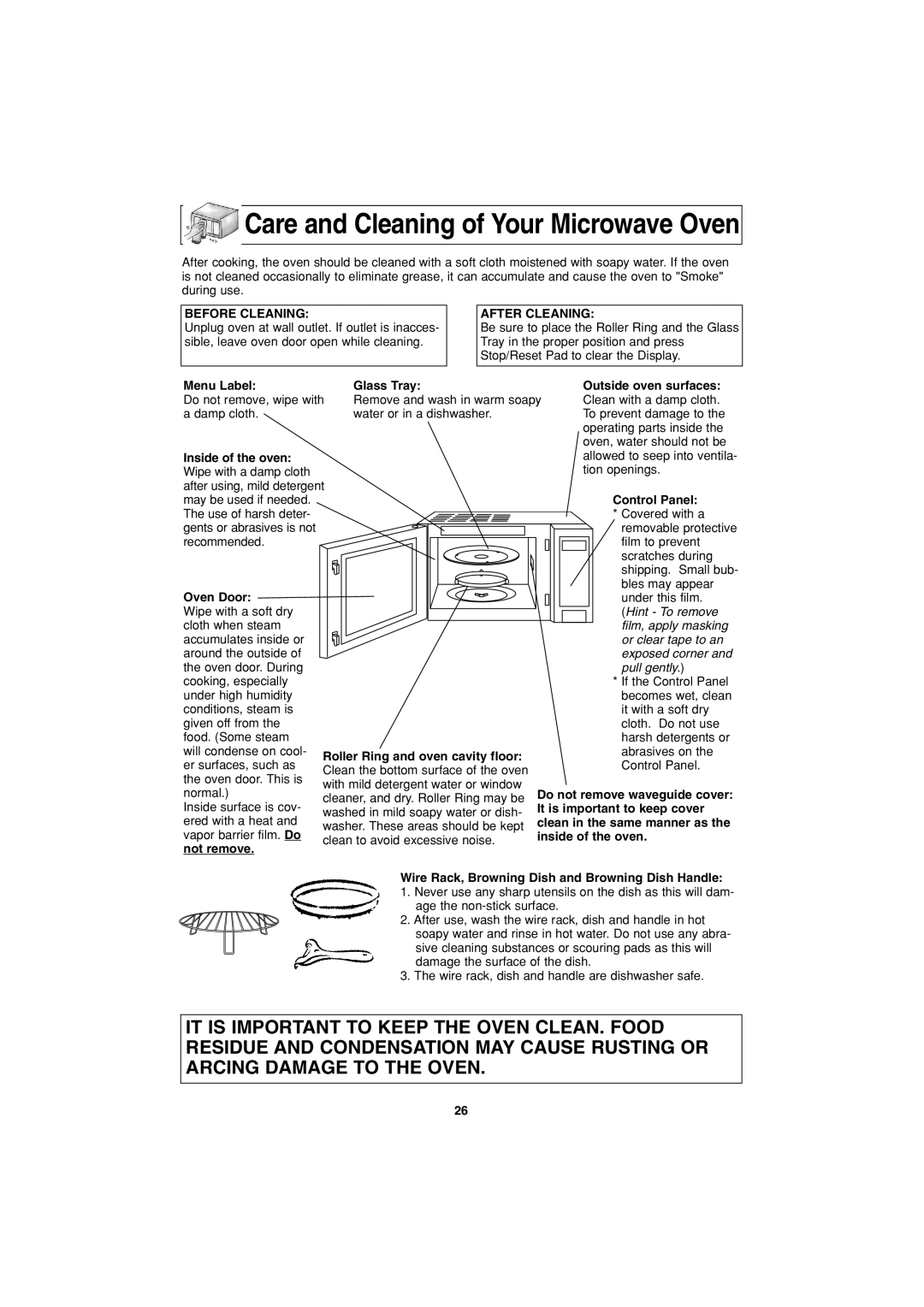 Panasonic NN-G463 operating instructions Before Cleaning, After Cleaning 