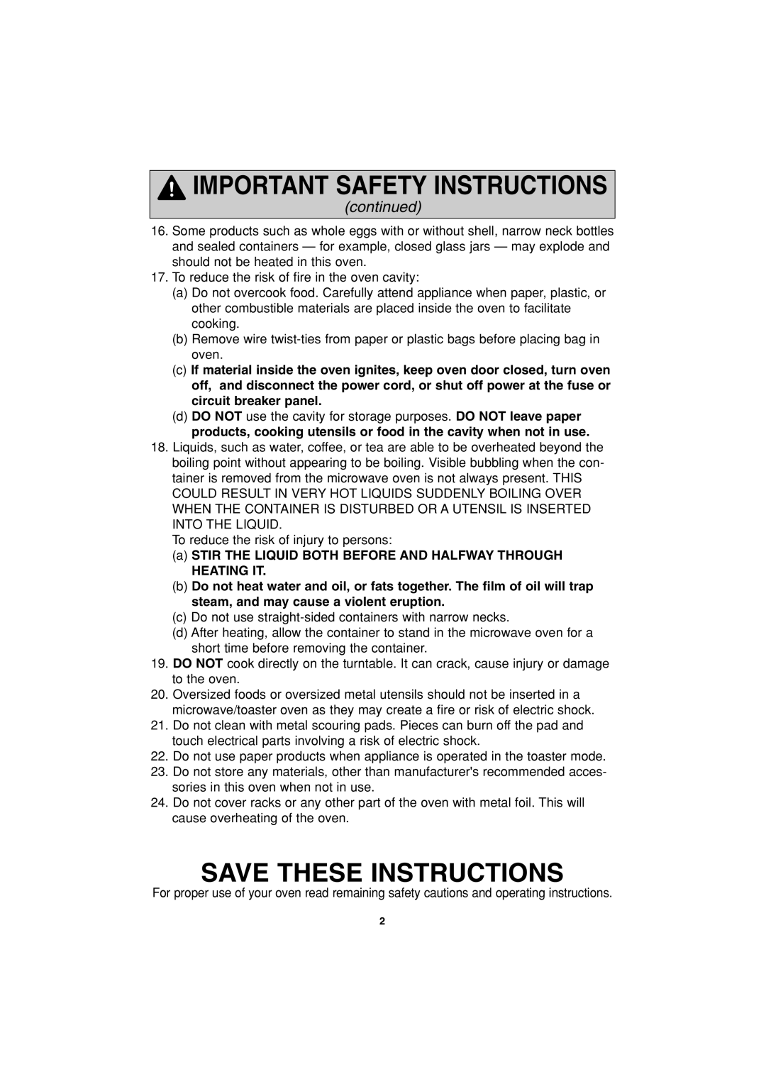 Panasonic NN-G463 operating instructions Important Safety Instructions 