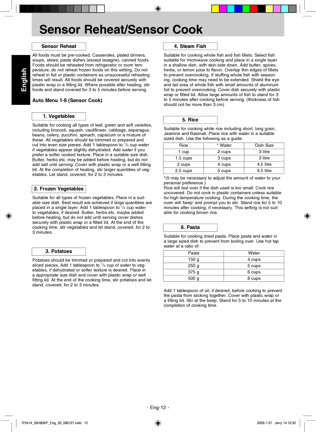 Panasonic NN-GD579S Sensor Reheat, Auto Menu 1-6 Sensor Cook Vegetables, Frozen Vegetables, Potatoes, Steam Fish, Rice 