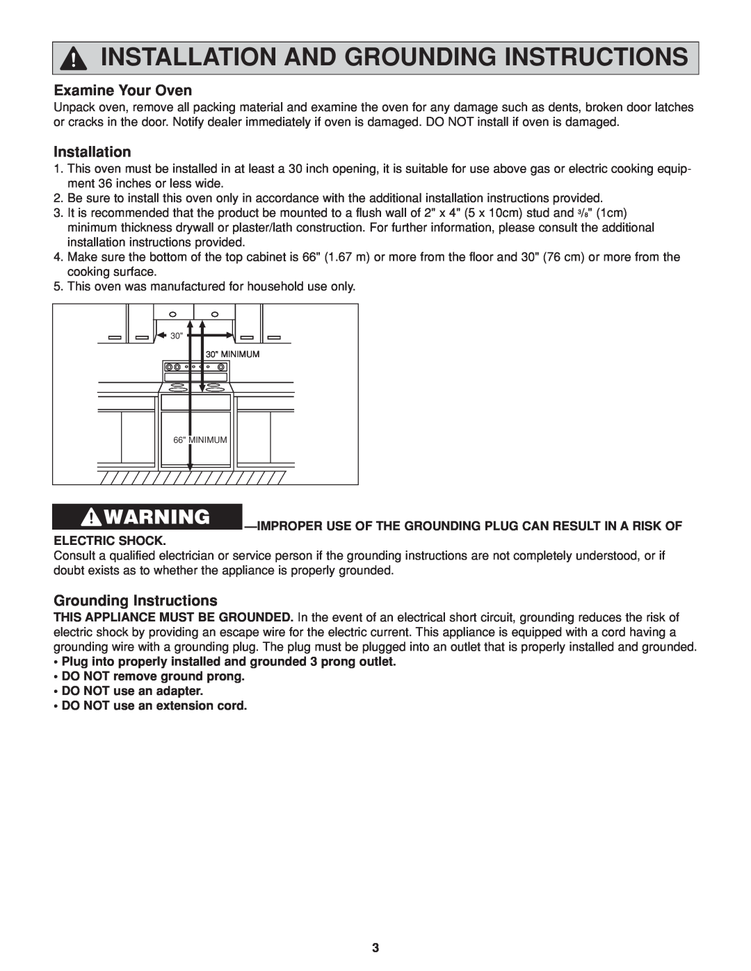 Panasonic NN-H264 important safety instructions Installation And Grounding Instructions, Examine Your Oven 
