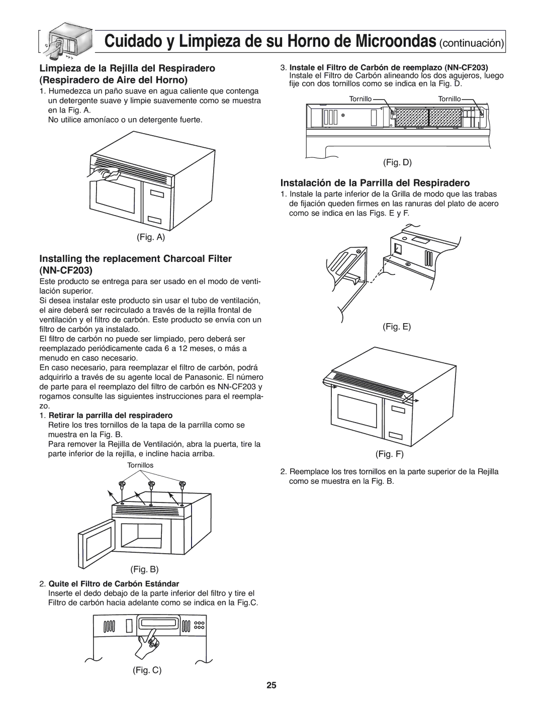 Panasonic NN-H275 operating instructions Instalación de la Parrilla del Respiradero, Retirar la parrilla del respiradero 