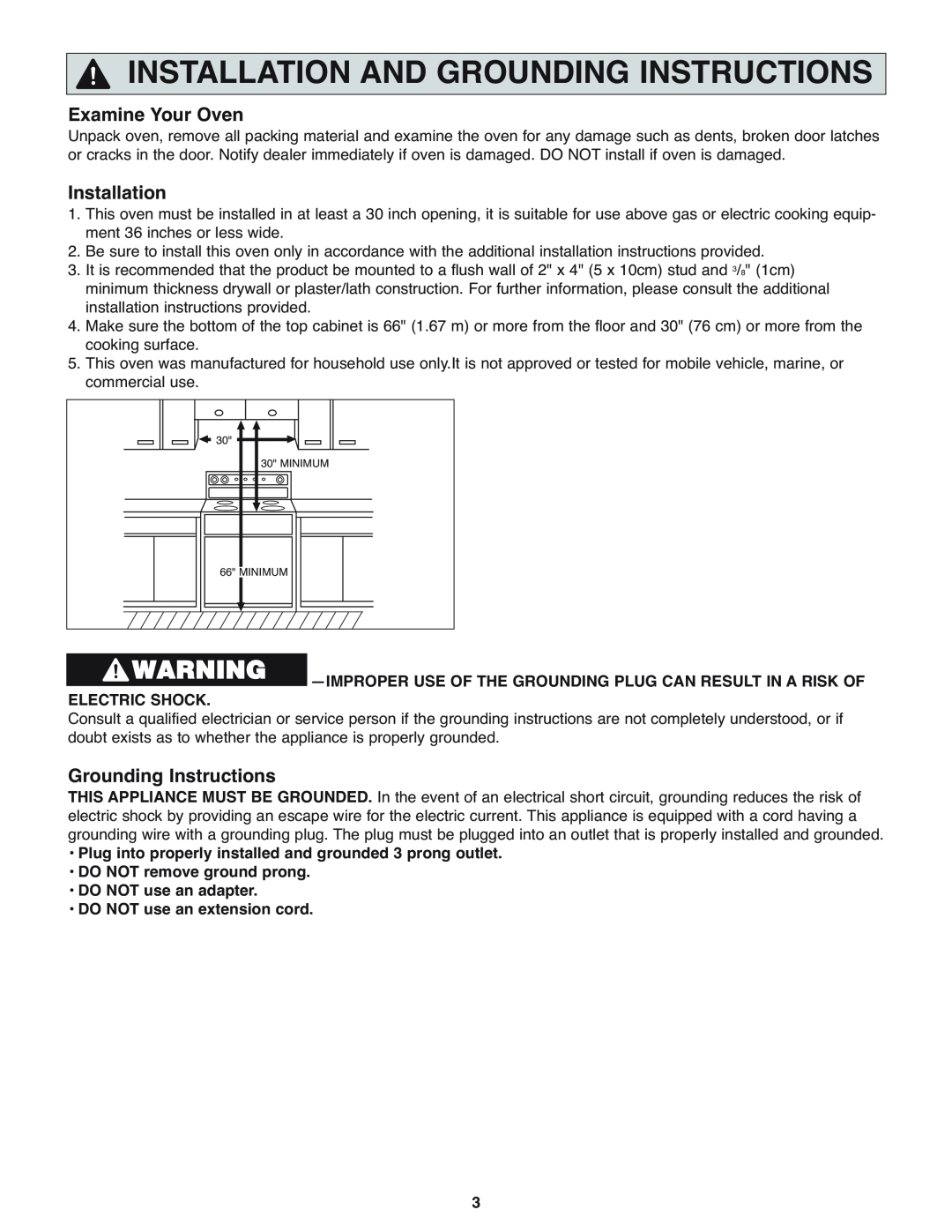 Panasonic NN-H275 operating instructions Installation And Grounding Instructions, Examine Your Oven 