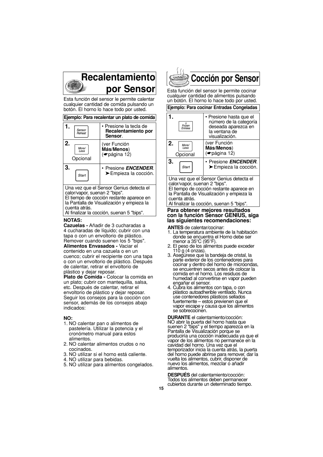 Panasonic NN-H504, NN-H614, NN-H604 Recalentamiento por Sensor, Ejemplo Para recalentar un plato de comida 