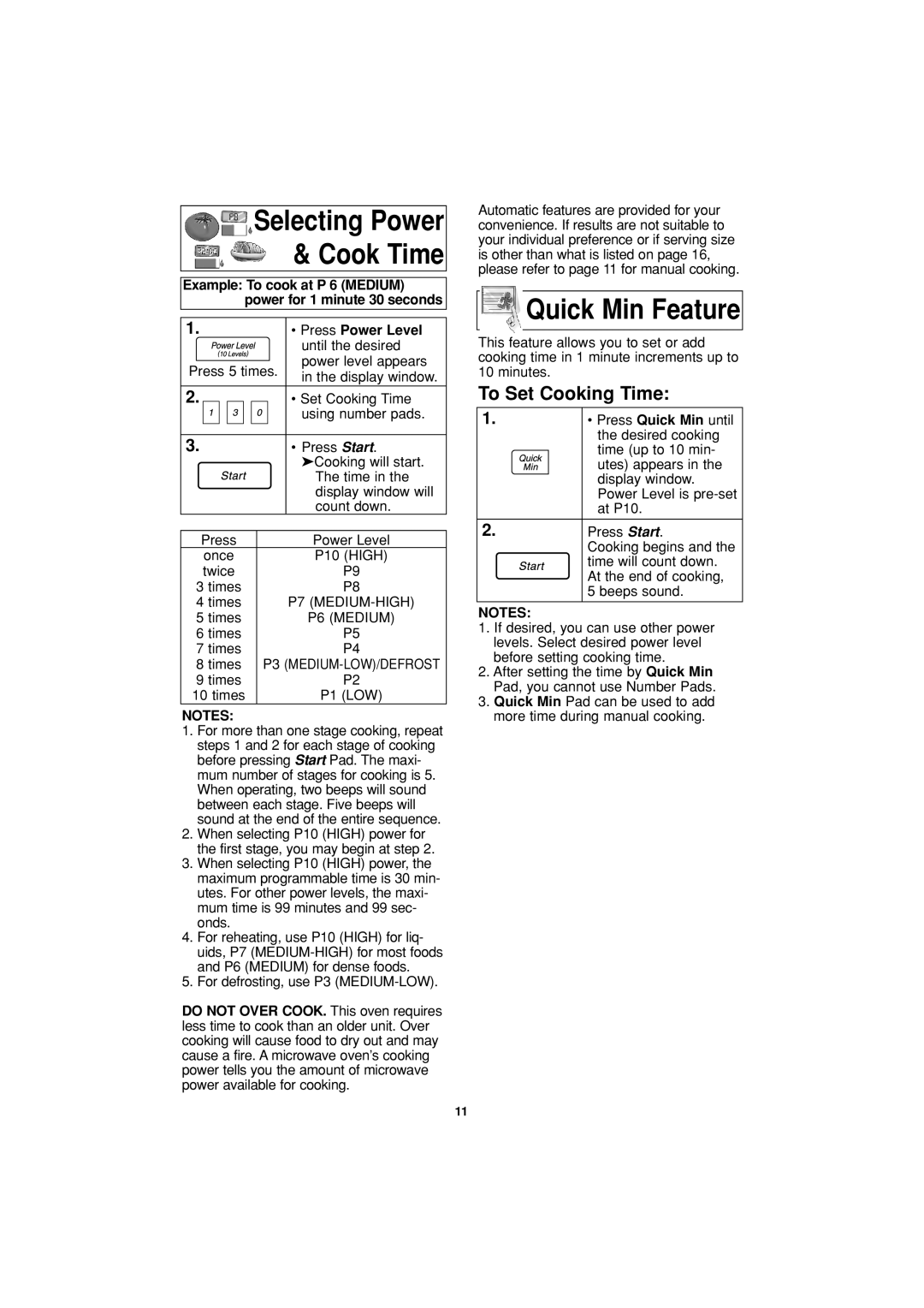 Panasonic NN-H624 operating instructions To Set Cooking Time, Press Power Level 