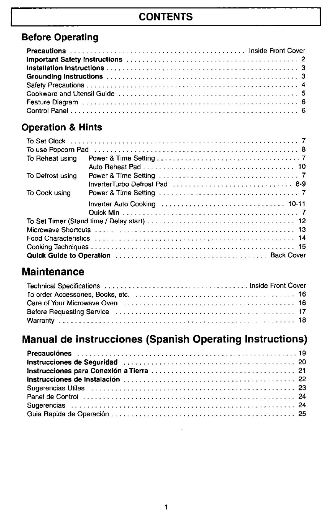 Panasonic NNS540, NN-L530 manual 