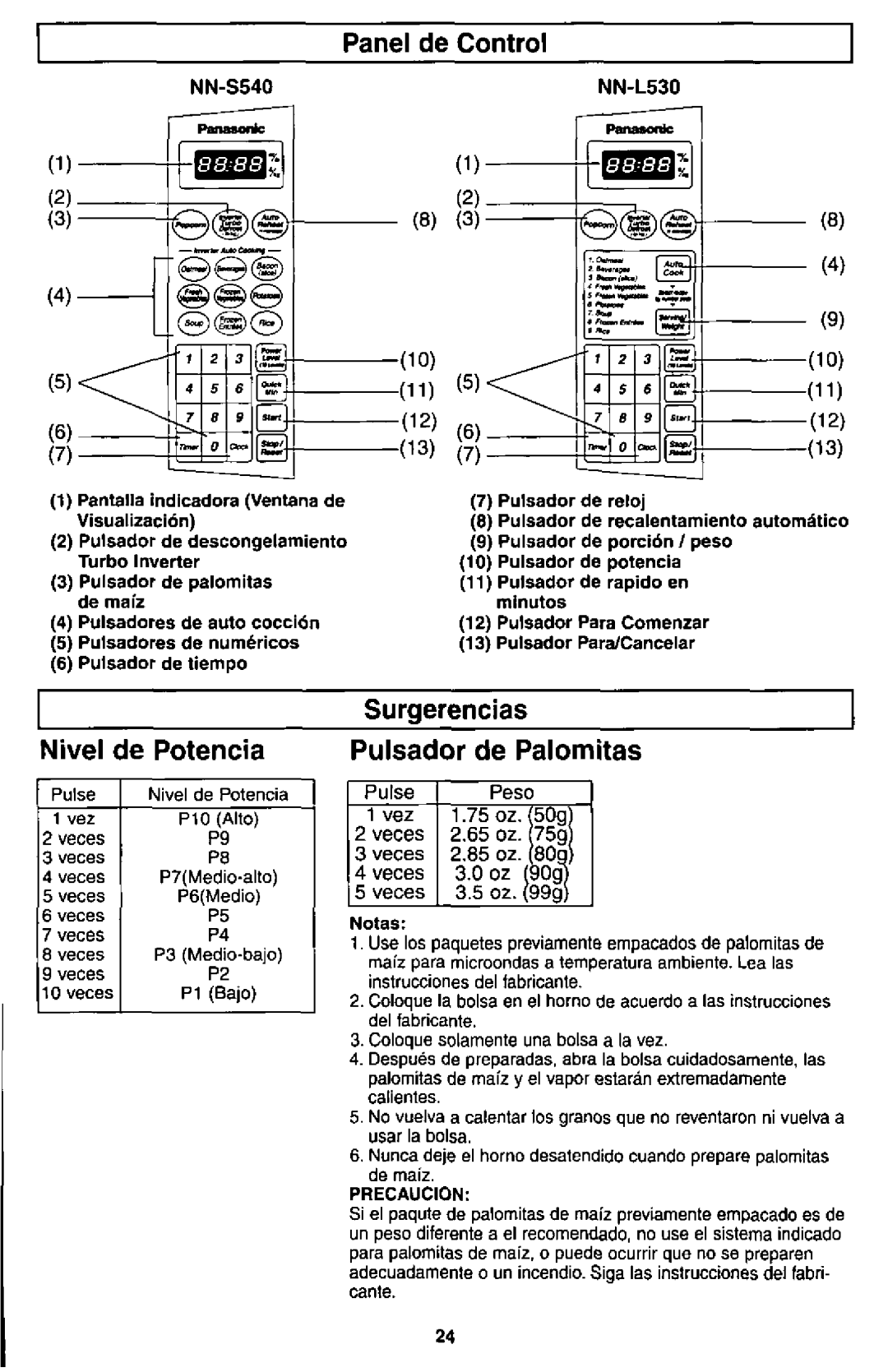 Panasonic NN-L530, NNS540 manual 