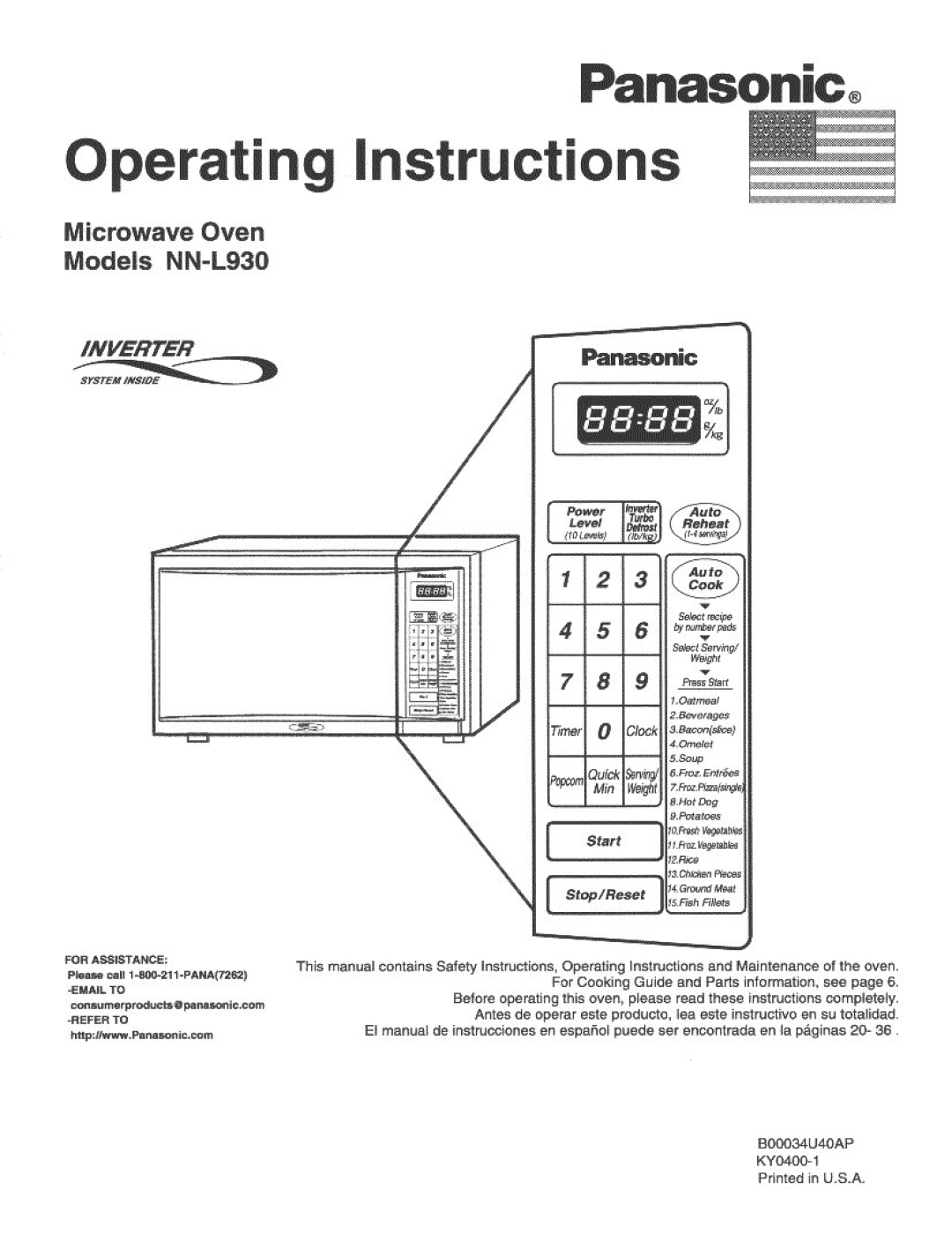 Panasonic NN-L930 manual 