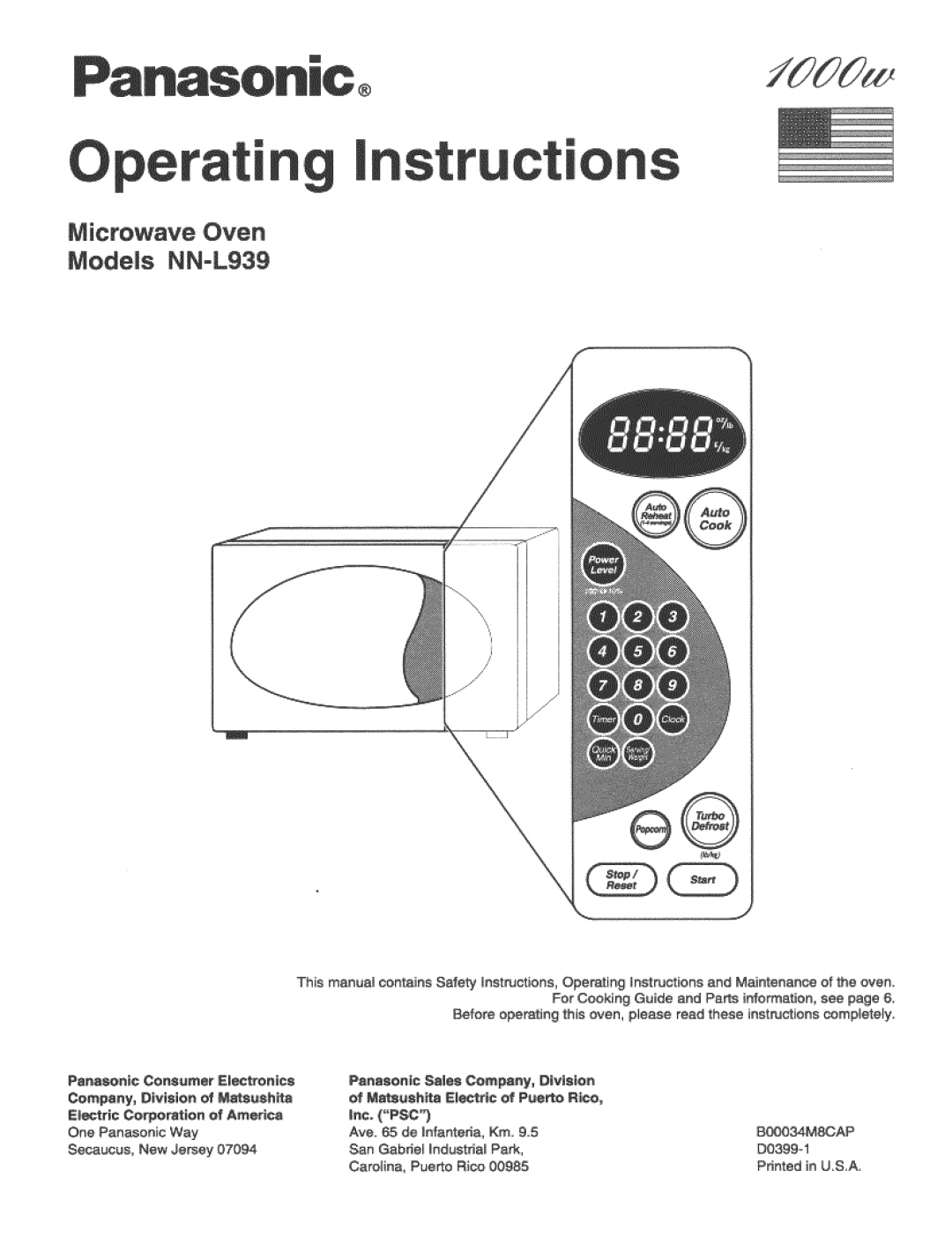 Panasonic NN-L939 manual 