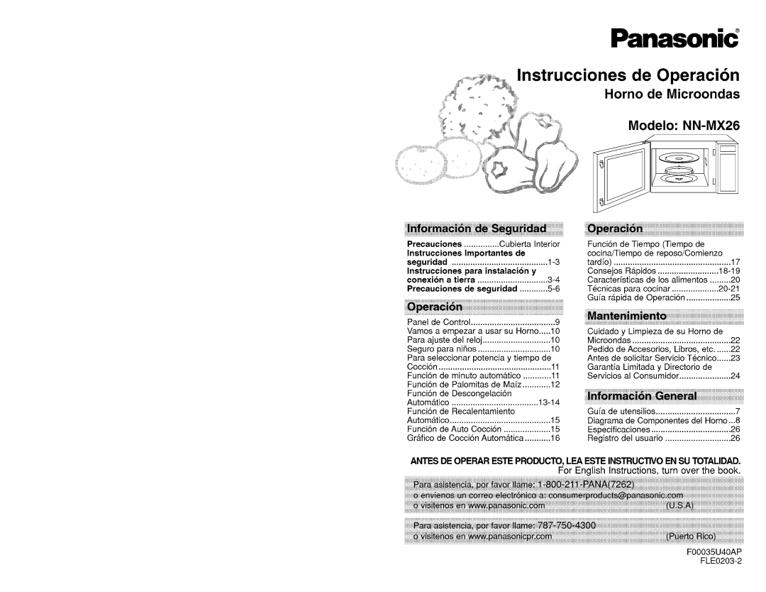 Panasonic NN-MX26 manual 