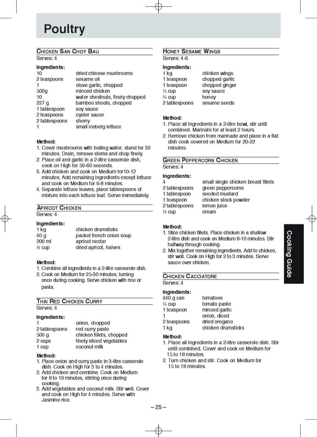 Panasonic NN-S235, NN-S215 manual Dried chinese mushrooms 