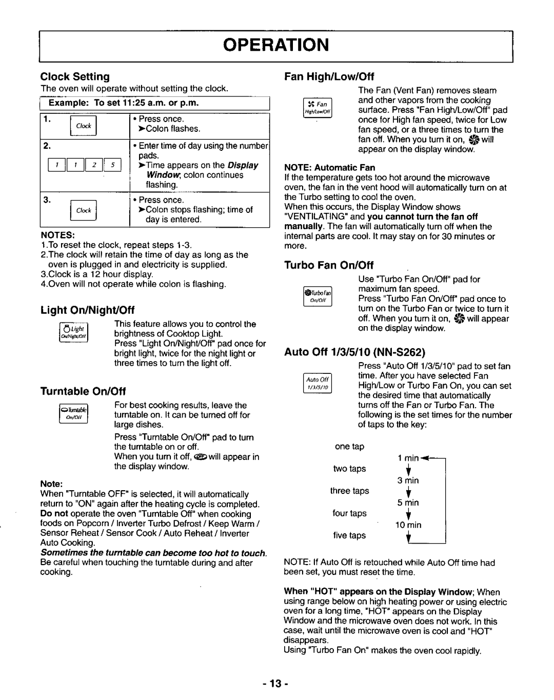 Panasonic NN-S252, NN-S262 manual 