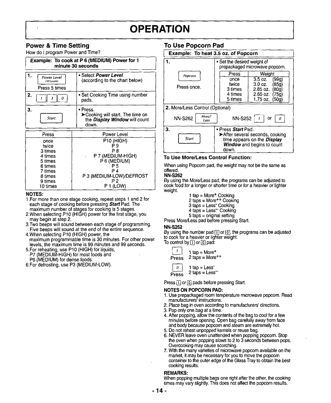 Panasonic NN-S262, NN-S252 manual 