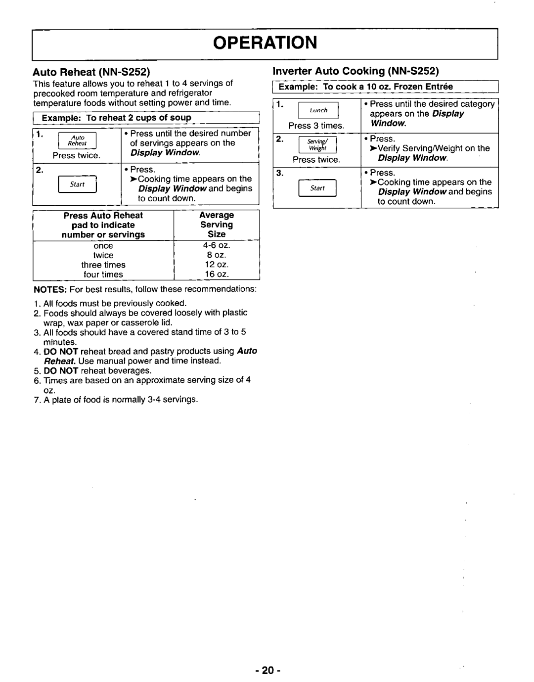 Panasonic NN-S262, NN-S252 manual 