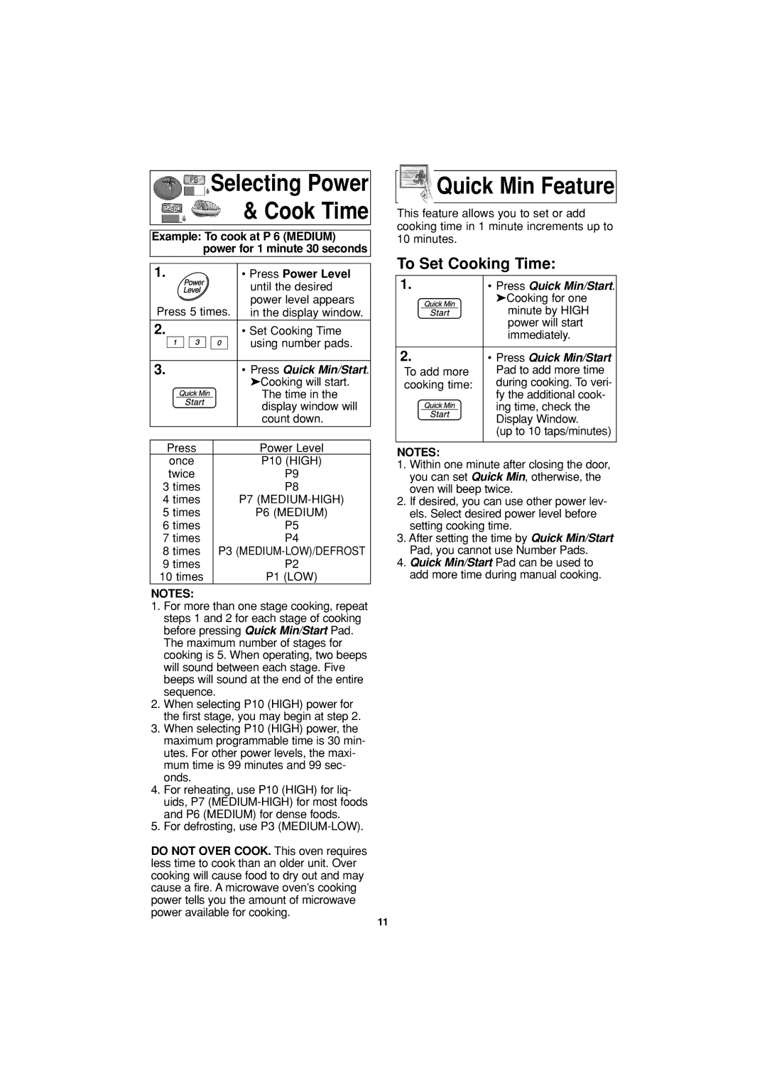 Panasonic NN-S334 important safety instructions To Set Cooking Time, Press Power Level 