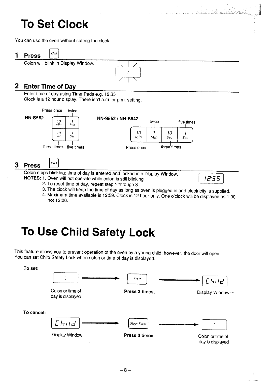 Panasonic NN-S542, NN-S552 manual 