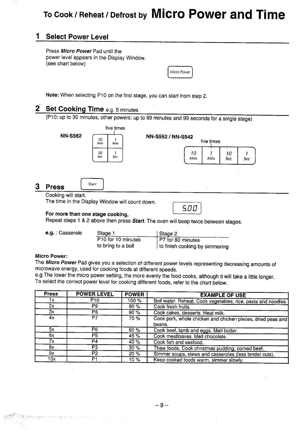 Panasonic NN-S552, NN-S542 manual 