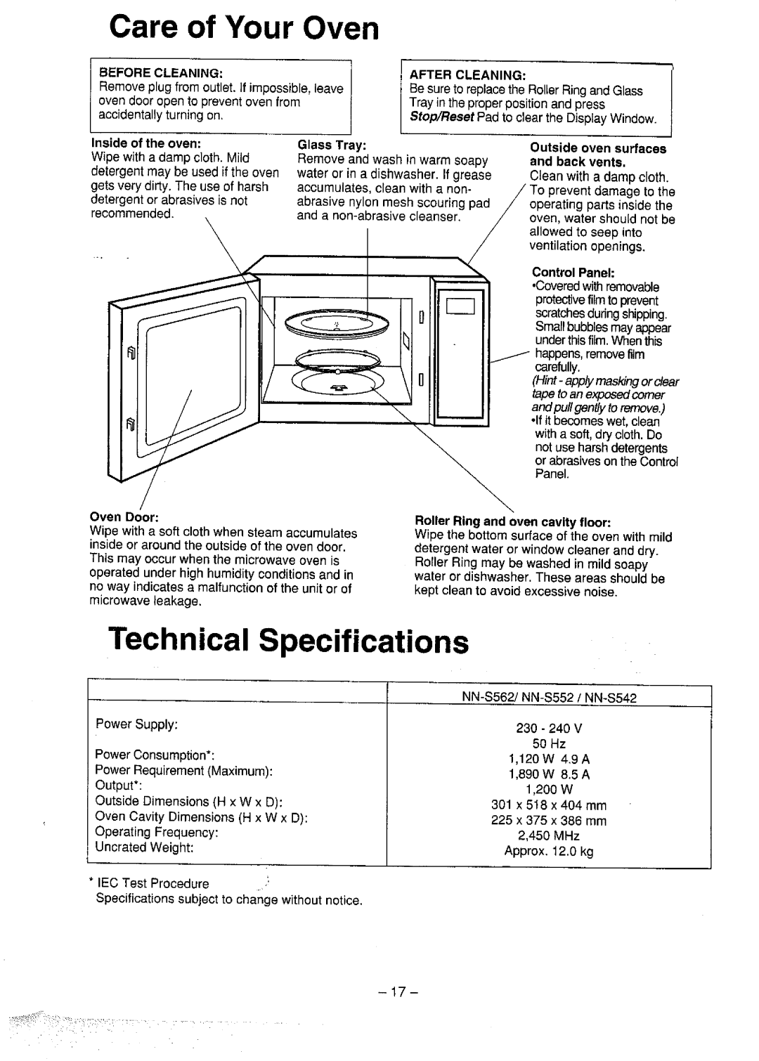 Panasonic NN-S552, NN-S542 manual 