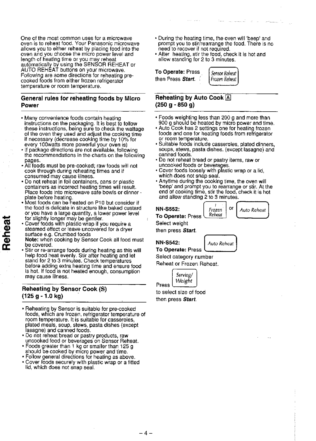 Panasonic NN-S552, NN-S542 manual 