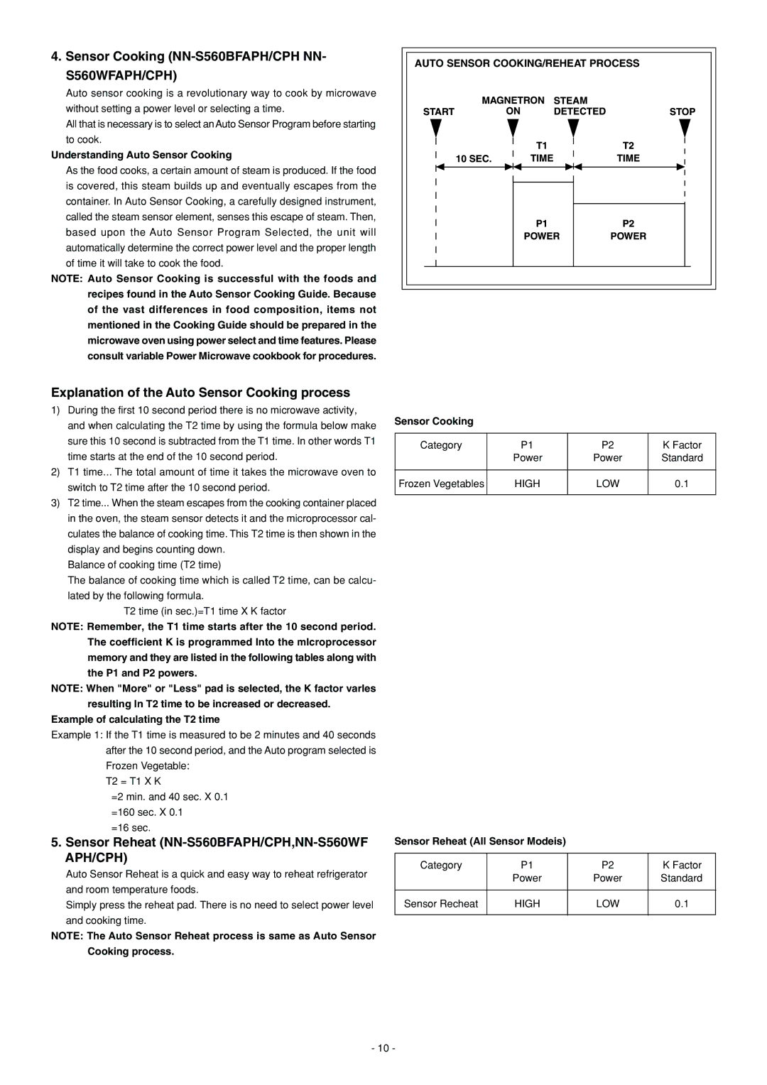 Panasonic NN-L530BF, NN-S560WF Sensor Cooking NN-S560BFAPH/CPH NN, Explanation of the Auto Sensor Cooking process 