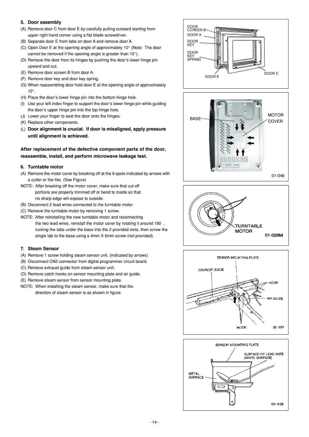 Panasonic NN-S560BF, NN-S560WF, NN-L530BF service manual Door assembly, Until alignment is achieved, Steam Sensor 