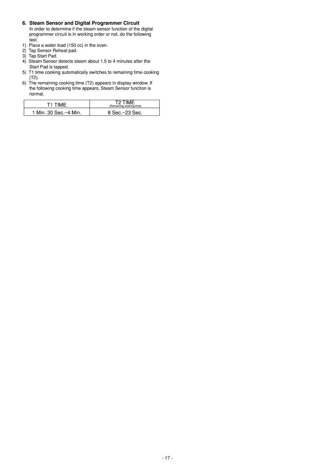 Panasonic NN-S560BF, NN-S560WF, NN-L530BF service manual Steam Sensor and Digital Programmer Circuit 