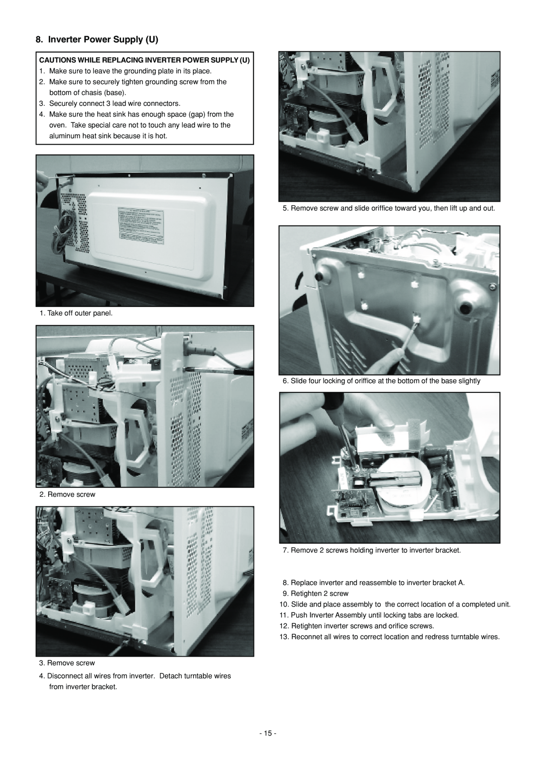 Panasonic NN-S560WF, NN-S560BF, NN-L530BF service manual Cautions While Replacing Inverter Power Supply U 