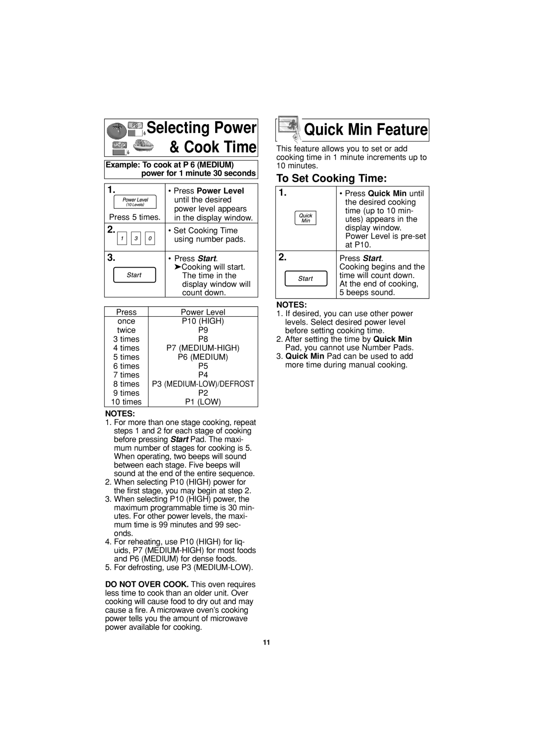 Panasonic NN-S624 operating instructions To Set Cooking Time, Press Power Level 